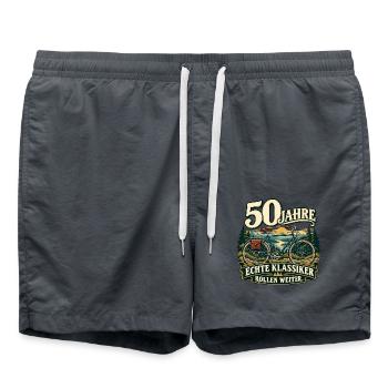 50 Jahre Echte Klassiker Fahrrad - Badeshorts - Anthrazit - Vorne - AI Model Male 185 light (185cm)