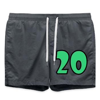 20. 20. JAHRESTAG. 20-JÄHRIGES JUBILÄUM. 20 JAHRE. - Badeshorts - Anthrazit - Vorne - AI Model Male 185 light (185cm)