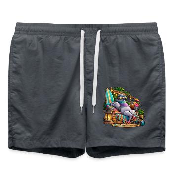 Taube im Tropenurlaub – Entspannter Vogel - Badeshorts - Anthrazit - Vorne - AI Model Male 185 light (185cm)