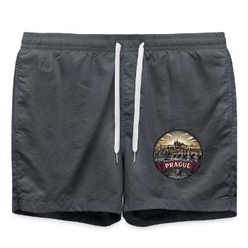 Prager Reiseabzeichen Charles Bridge Vintage-Geschenk - Badeshorts - Anthrazit - Vorne - AI Model Male 185 light (185cm)