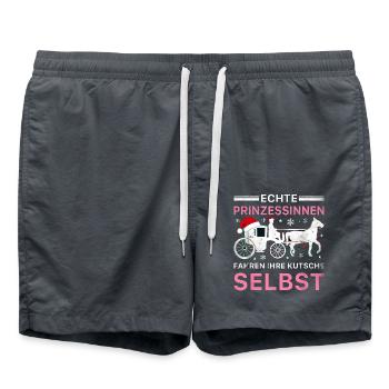 Echte Prinzessinnen Kutsche Weihnachten Pferd - Badeshorts - Anthrazit - Vorne - AI Model Male 185 light (185cm)
