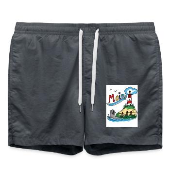 EG Moin Leuchtturm Robbe Seehund Urlaub Geschenk - Badeshorts - Anthrazit - Vorne - AI Model Male 185 light (185cm)
