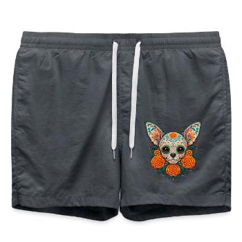 Chihuahua-Zuckerschädel – Tag der Toten, Chi Dad - Badeshorts - Anthrazit - Vorne - AI Model Male 185 light (185cm)