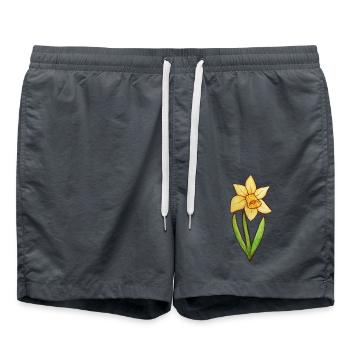 Narzissen-Aquarellblüte - Badeshorts - Anthrazit - Vorne - AI Model Male 185 light (185cm)