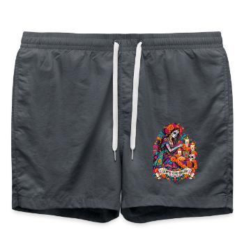 DiaMuertos Herzblüte - Badeshorts - Anthrazit - Vorne - AI Model Male 185 light (185cm)