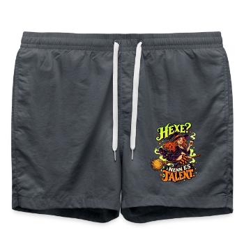 Hexe Talent: Kaffeewitch auf Besen - Badeshorts - Anthrazit - Vorne - AI Model Male 185 light (185cm)