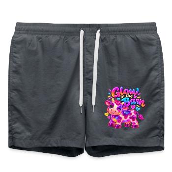 Kuh T-Shirt – Glow in the Barn Gummy Cow - Badeshorts - Anthrazit - Vorne - AI Model Male 185 light (185cm)
