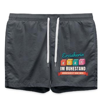 Erzieherin Ruhestand 2027 – Morgenkreis? Ohne mich - Badeshorts - Anthrazit - Vorne - AI Model Male 185 light (185cm)