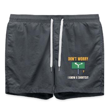 Keine Sorge, ich kenne eine Abkürzung, lustiges Papa-Tee - Badeshorts - Anthrazit - Vorne - AI Model Male 185 light (185cm)