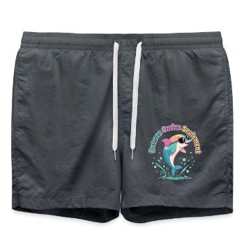 Regenbogendelfin gute Vibes - Badeshorts - Anthrazit - Vorne - AI Model Male 185 light (185cm)