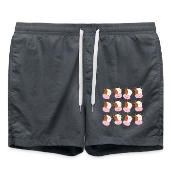 Cartoon-Kuhkopf - Badeshorts - Anthrazit - Vorne - AI Model Male 185 light (185cm)