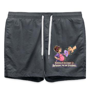 Babybauch anfassen nur mit Erlaubnis - Badeshorts - Anthrazit - Vorne - AI Model Male 185 light (185cm)