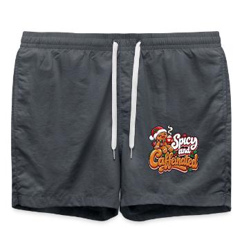 Scharf und Koffeinverrückt - Badeshorts - Anthrazit - Vorne - AI Model Male 185 light (185cm)