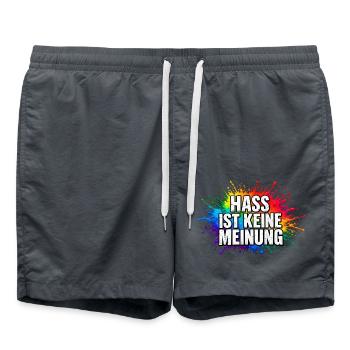Hass ist keine Meinung Farbexplosion - Badeshorts - Anthrazit - Vorne - AI Model Male 185 light (185cm)