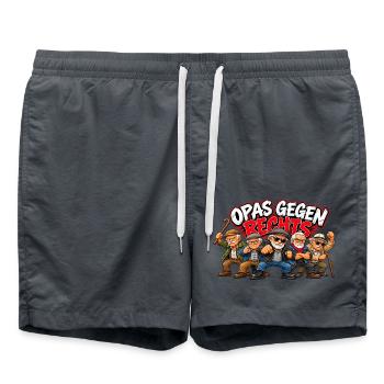 Opas Gegen Rechts Cartoon - Badeshorts - Anthrazit - Vorne - AI Model Male 185 light (185cm)