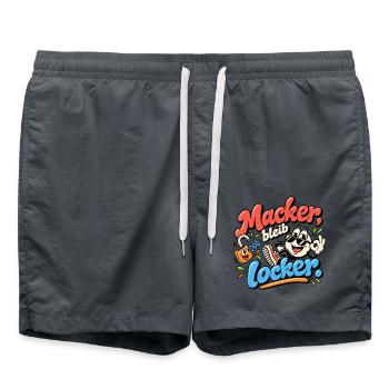Macker bleib locker Cartoon Spruch - Badeshorts - Anthrazit - Vorne - AI Model Male 185 light (185cm)