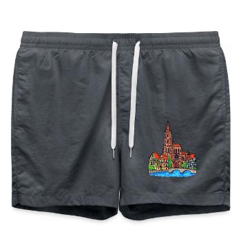 Straßburg Skyline im Wachsmalstil - Badeshorts - Anthrazit - Vorne - AI Model Male 185 light (185cm)