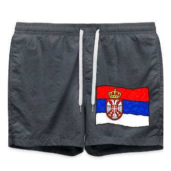 Serbische Flagge als Kinderzeichnung - Badeshorts - Anthrazit - Vorne - AI Model Male 185 light (185cm)