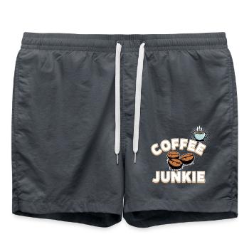 Coffee Junkie - Kaffeebohnen und Tasse - Badeshorts - Anthrazit - Vorne - AI Model Male 185 light (185cm)