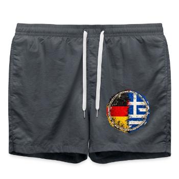 Deutschland Griechenland – Zwei Heimaten - Badeshorts - Anthrazit - Vorne - AI Model Male 185 light (185cm)