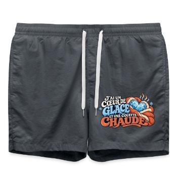 Ich habe ein Herz aus Eis und eine warme Bettdecke - Badeshorts - Anthrazit - Vorne - AI Model Male 185 light (185cm)