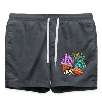 Small Rocks Big Joy: Steine sammeln - Badeshorts - Anthrazit - Vorne - AI Model Male 185 light (185cm)
