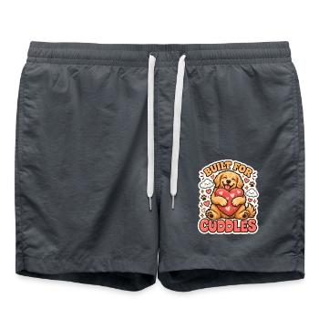 Built for Cuddles – Knuddel-Hund mit Herz - Badeshorts - Anthrazit - Vorne - AI Model Male 185 light (185cm)
