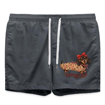 Unwrap Joy Christmas Dachshund - Badeshorts - Anthrazit - Vorne - AI Model Male 185 light (185cm)