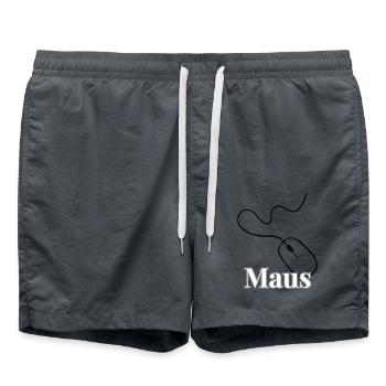 Maus Schriftzug Schwarz Weiß - Badeshorts - Anthrazit - Vorne - AI Model Male 185 light (185cm)