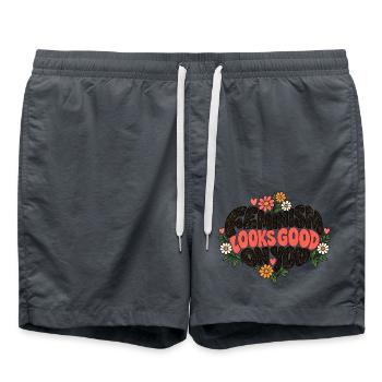 "Feminism looks good on you" - Badeshorts - Anthrazit - Vorne - AI Model Male 185 light (185cm)