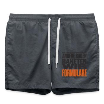 Bürokratie Satire Raketen Formulare Typo - Badeshorts - Anthrazit - Vorne - AI Model Male 185 light (185cm)