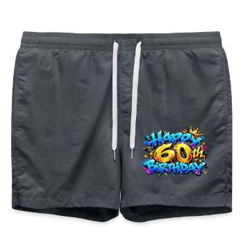Herzlichen Glückwunsch zum 60. Geburtstag Blue Graffiti: Immer noch brennend! - Badeshorts - Anthrazit - Vorne - AI Model Male 185 light (185cm)