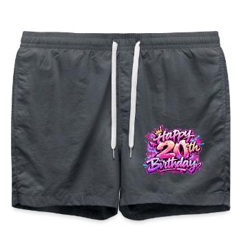 Herzlichen Glückwunsch zum 20. Geburtstag Neon Pink Graffiti: Slay Gift - Badeshorts - Anthrazit - Vorne - AI Model Male 185 light (185cm)
