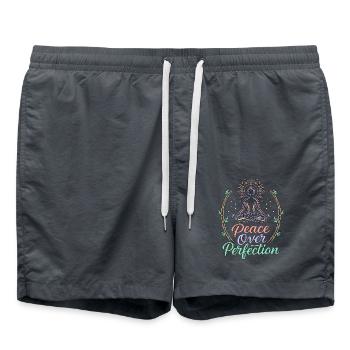 Yoga Instructor Peace Over Perfection Yoga Teacher - Badeshorts - Anthrazit - Vorne - AI Model Male 185 light (185cm)