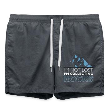 Im Not Lost Im Collecting Rocks Geologe Steine - Badeshorts - Anthrazit - Vorne - AI Model Male 185 light (185cm)