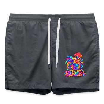 Buntes Huhn mit Sonnenbrille - Badeshorts - Anthrazit - Vorne - AI Model Male 185 light (185cm)