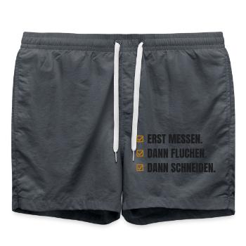 Erst messen. Dann fluchen. Dann schneiden - Badeshorts - Anthrazit - Vorne - AI Model Male 185 light (185cm)