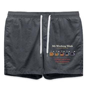 Mein Arbeitswoche lustiges Tee-Liebhaber-Bürogeschenk - Badeshorts - Anthrazit - Vorne - AI Model Male 185 light (185cm)
