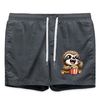Lustiges Faultier Popcorn Kino Vampir Zähne Film - Badeshorts - Anthrazit - Vorne - AI Model Male 185 light (185cm)