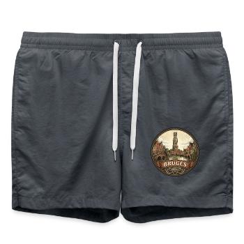 Brügge Belgien Reiseabzeichen Belfry Canal Souvenir - Badeshorts - Anthrazit - Vorne - AI Model Male 185 light (185cm)