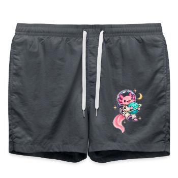 Süßer Axolotl als Astronaut mit Planet - Badeshorts - Anthrazit - Vorne - AI Model Male 185 light (185cm)