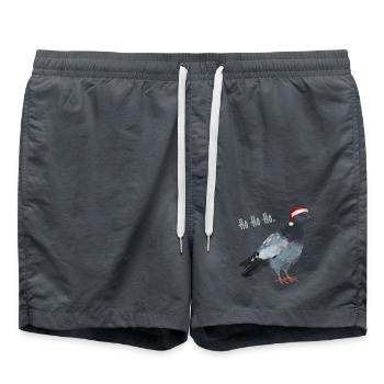 Ho Ho Ho - Taube mit Weihnachtsmütze - Badeshorts - Anthrazit - Vorne - AI Model Male 185 light (185cm)
