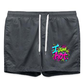 Ich bin heiß Neon Graffiti - Badeshorts - Anthrazit - Vorne - AI Model Male 185 light (185cm)