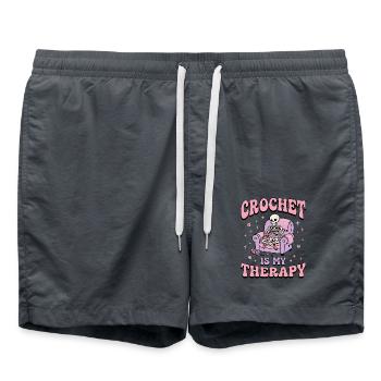 Gemütlicher Skelett häkelt im rosa Sessel - Badeshorts - Anthrazit - Vorne - AI Model Male 185 light (185cm)