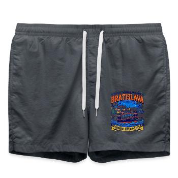 Festive Wonderland Danube River Pilots Bratislava - Badeshorts - Anthrazit - Vorne - AI Model Male 185 light (185cm)