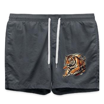 Wild Speed – Vintage Tiger Streetwear - Badeshorts - Anthrazit - Vorne - AI Model Male 185 light (185cm)