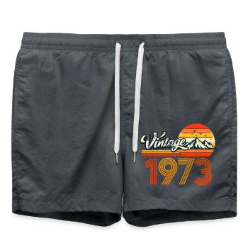 Vintage 1973 Mountain Sunset 53. Geburtstagsabschlag - Badeshorts - Anthrazit - Vorne - AI Model Male 185 light (185cm)