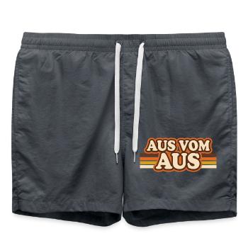 Aus vom Aus Retro Verbrenner Spruch - Badeshorts - Anthrazit - Vorne - AI Model Male 185 light (185cm)