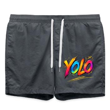 YOLO you only live once -  Farbenrausch Graffiti - Badeshorts - Anthrazit - Vorne - AI Model Male 185 light (185cm)