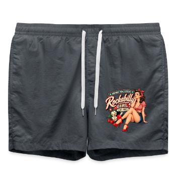 Rockabilly Pin-Up-Rucksack – Normandy Road - Badeshorts - Anthrazit - Vorne - AI Model Male 185 light (185cm)